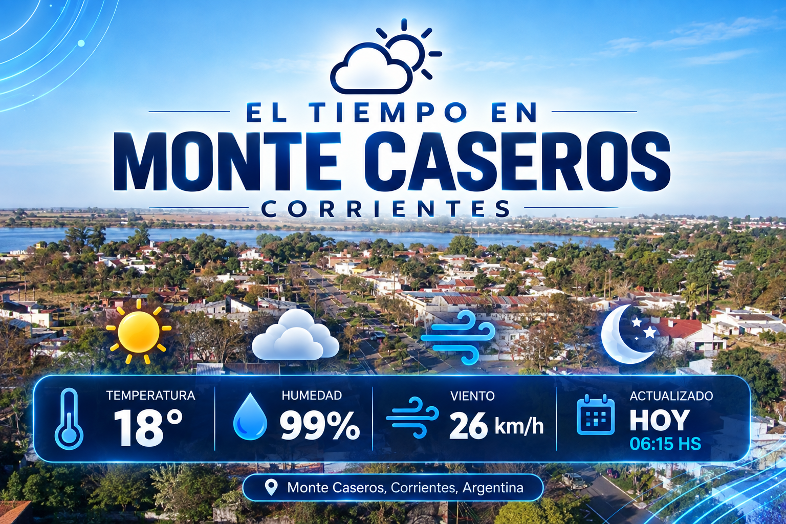 El tiempo en Monte Caseros: martes con tormentas y descenso de temperatura hacia la noche